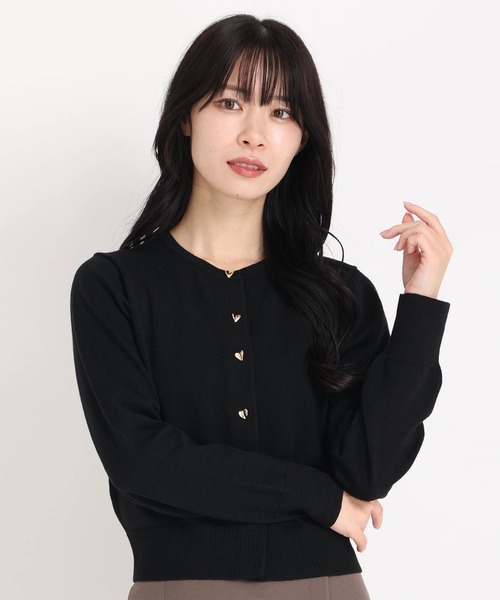 STRAWBERRY-FIELDS（ストロベリーフィールズ）の「ﾊｰﾄ釦ﾆｯﾄｶｰﾃﾞｨｶﾞﾝ（カーディガン/ボレロ・レディース・レッド/ネイビー/ブラック/トップグレー/キャメル・2）」の2枚目の写真