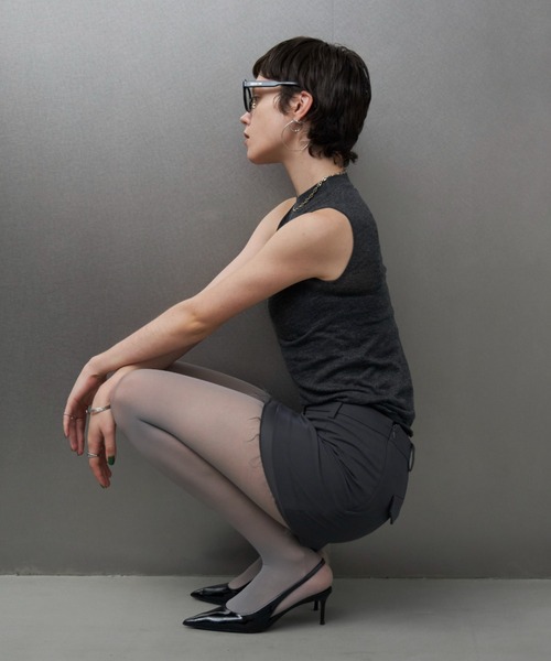 JOSE MOON（ジョゼムーン）の「KLEIN LAME SHEER KNIT/クラインラメシアーニット（ニット/セーター・レディース・ベージュ/グレー/ブラック・FREE）」の4枚目の写真