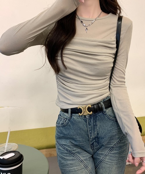 Diosfront(ディオスフロント)の「シアー切替インナーカットソー(Tシャツ/カットソー・レディース・ホワイト/ライトグリーン/モカ・M/L/XL)」の12枚目の写真
