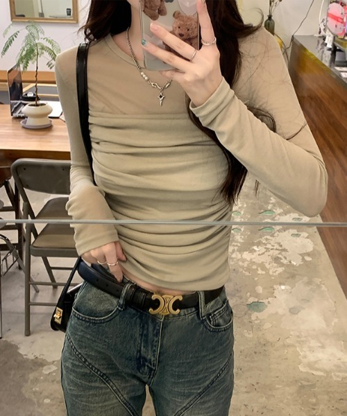 Diosfront(ディオスフロント)の「シアー切替インナーカットソー(Tシャツ/カットソー・レディース・ホワイト/ライトグリーン/モカ・M/L/XL)」の11枚目の写真