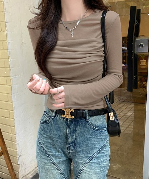 Diosfront(ディオスフロント)の「シアー切替インナーカットソー(Tシャツ/カットソー・レディース・ホワイト/ライトグリーン/モカ・M/L/XL)」の4枚目の写真