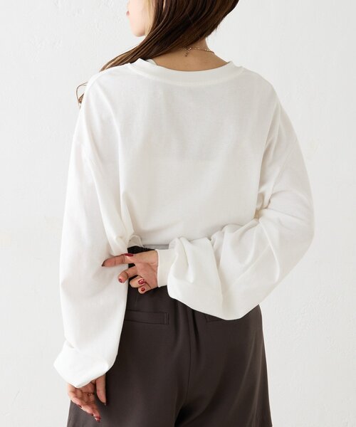 w closet（ダブルクローゼット）の「猫プリントロンTEE（Tシャツ/カットソー・レディース・ブルー/オフホワイト/チャコールグレー・FREE）」の5枚目の写真