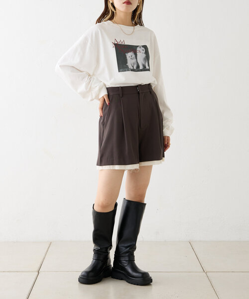 w closet（ダブルクローゼット）の「猫プリントロンTEE（Tシャツ/カットソー・レディース・ブルー/オフホワイト/チャコールグレー・FREE）」の8枚目の写真