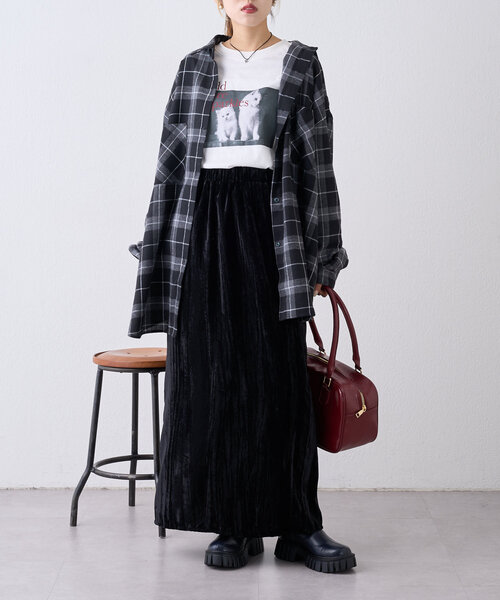 w closet（ダブルクローゼット）の「猫プリントロンTEE（Tシャツ/カットソー・レディース・ブルー/オフホワイト/チャコールグレー・FREE）」の12枚目の写真