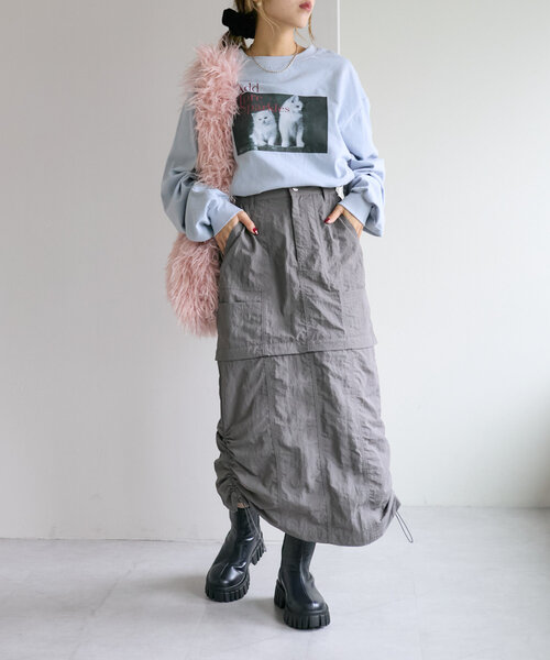 w closet（ダブルクローゼット）の「猫プリントロンTEE（Tシャツ/カットソー・レディース・ブルー/オフホワイト/チャコールグレー・FREE）」の19枚目の写真