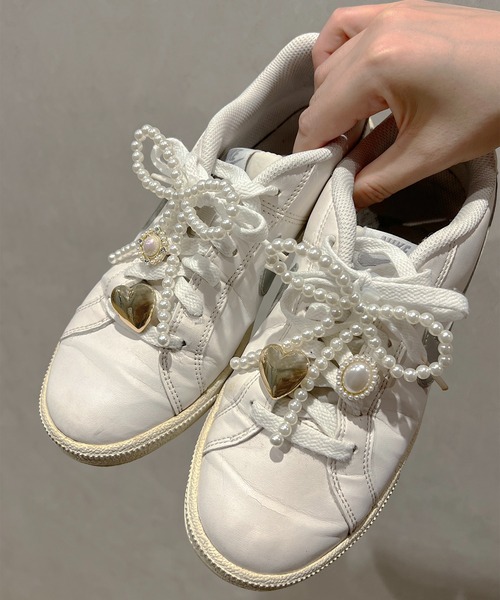 お取り置き46Ａ✨♥安価＆高品質✨♥携帯リボンシューズ✨フラワーリボン✨♥♥ パールビーズリボン/シューズクリップ（シューズアクセサリー