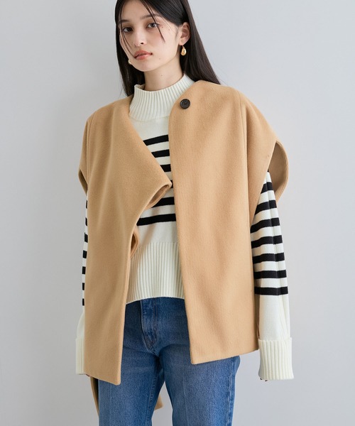 【セール】マフラーみたいに巻けるポンチョベスト（ポンチョ）｜VIS（ビス）