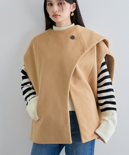 【セール】マフラーみたいに巻けるポンチョベスト（ポンチョ）｜VIS（ビス）