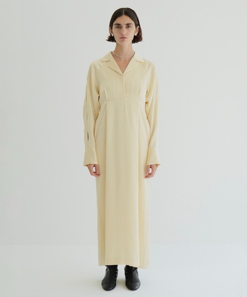 セール】SLIT HOLE SLEEVE SATIN ONEPIECE（ワンピース）｜CLANE