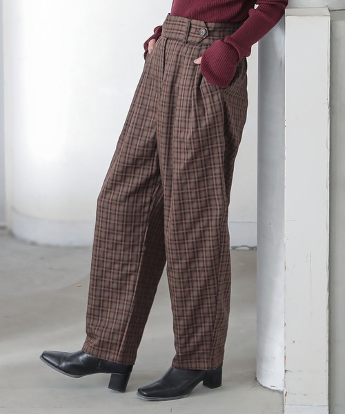 n'OrLABEL(ノアールレーベル)の「チェックテーパードパンツ(その他パンツ・レディース・ブラウン/ブルー・2/1)」の3枚目の写真