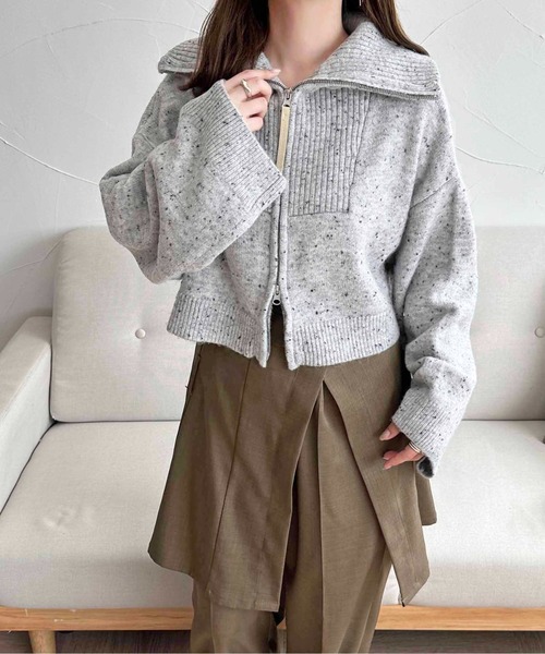セール】【apres jour clair】ダブルジップニットカーディガン