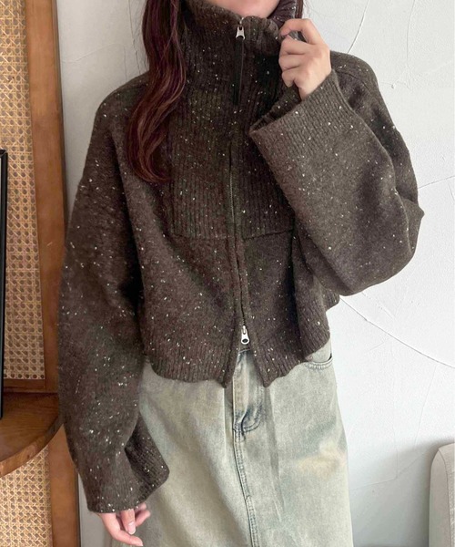 セール】【apres jour clair】ダブルジップニットカーディガン