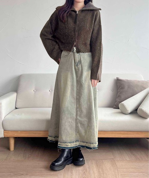 セール】【apres jour clair】ダブルジップニットカーディガン