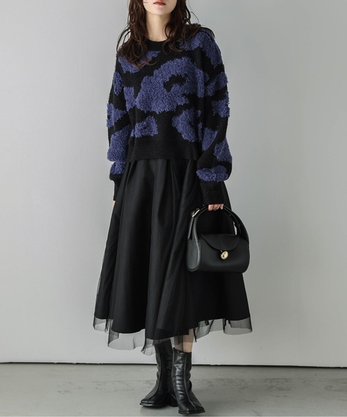AMELY(エミリー)の「フラワージャガードニット(ニット/セーター・レディース・ブルー/ホワイト・フリー)」の8枚目の写真