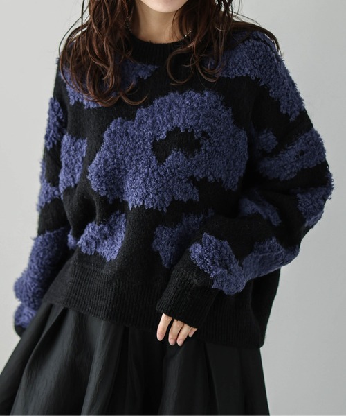 AMELY(エミリー)の「フラワージャガードニット(ニット/セーター・レディース・ブルー/ホワイト・フリー)」の11枚目の写真