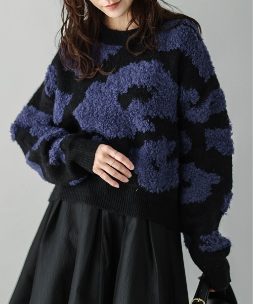 AMELY(エミリー)の「フラワージャガードニット(ニット/セーター・レディース・ブルー/ホワイト・フリー)」の13枚目の写真