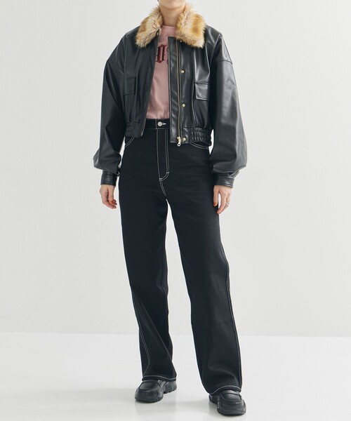 akikoaoki レザージャケット AKIKOAOKI/アキコアオキ】Jess 01/フェイクレザーブルゾン（ブルゾン