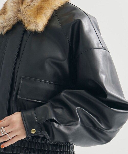 AKIKOAOKI/アキコアオキ】Jess 01/フェイクレザーブルゾン（ブルゾン