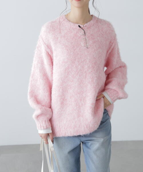 FREE'S MART（フリーズマート）の「◇ウール混シャギークルーネックニット（ニット/セーター・レディース・ホワイト/グレー/ベージュ/グリーン/ピンク・FREE）」の5枚目の写真