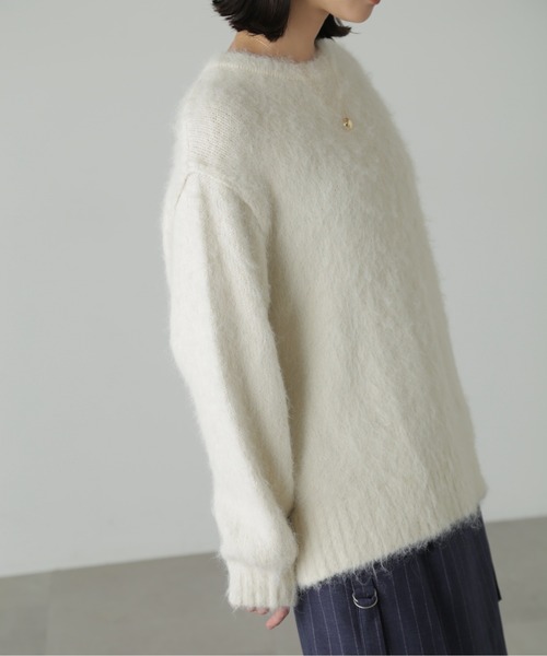 FREE'S MART（フリーズマート）の「◇ウール混シャギークルーネックニット（ニット/セーター・レディース・ホワイト/グレー/ベージュ/グリーン/ピンク・FREE）」の8枚目の写真