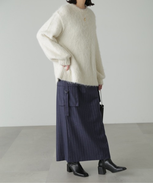 FREE'S MART（フリーズマート）の「◇ウール混シャギークルーネックニット（ニット/セーター・レディース・ホワイト/グレー/ベージュ/グリーン/ピンク・FREE）」の10枚目の写真