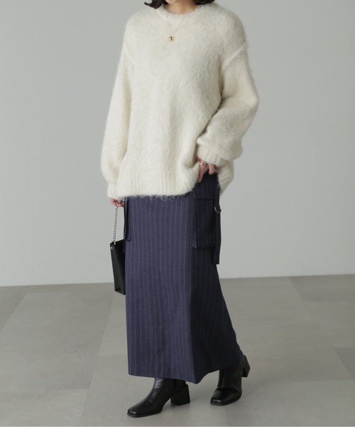 FREE'S MART（フリーズマート）の「◇ウール混シャギークルーネックニット（ニット/セーター・レディース・ホワイト/グレー/ベージュ/グリーン/ピンク・FREE）」の11枚目の写真