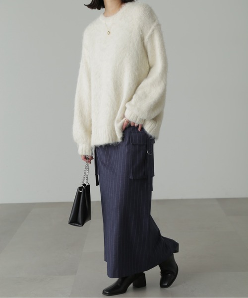 FREE'S MART（フリーズマート）の「◇ウール混シャギークルーネックニット（ニット/セーター・レディース・ホワイト/グレー/ベージュ/グリーン/ピンク・FREE）」の12枚目の写真