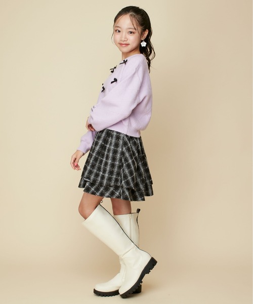 JENNI love（ジェニィラブ）の「【ウォッシャブル】ダイヤ柄リボン付きニット（ニット/セーター・キッズ・ピンク/ラベンダー/オフホワイト・130cm/140cm/150cm/160cm）」の9枚目の写真