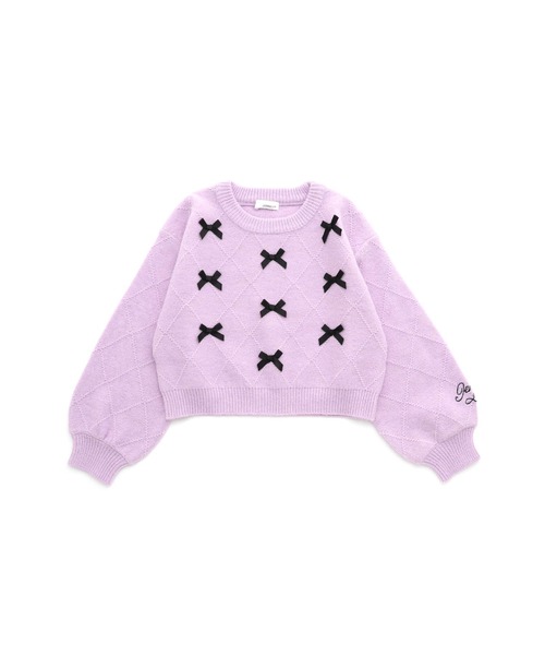 JENNI love（ジェニィラブ）の「【ウォッシャブル】ダイヤ柄リボン付きニット（ニット/セーター・キッズ・ピンク/ラベンダー/オフホワイト・130cm/140cm/150cm/160cm）」の18枚目の写真