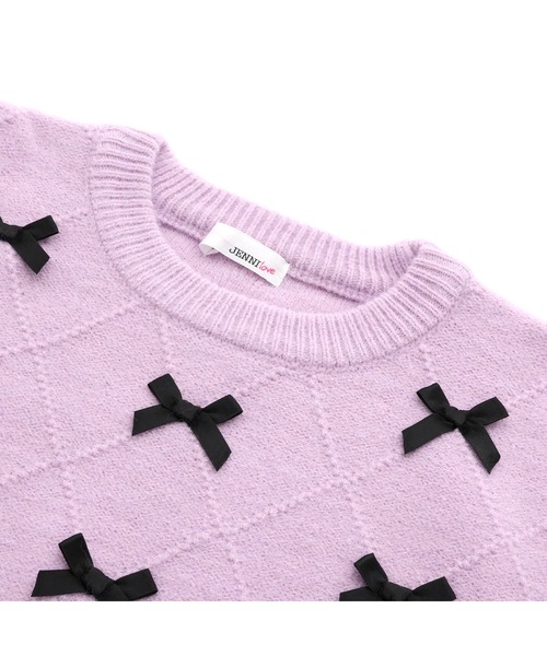 JENNI love（ジェニィラブ）の「【ウォッシャブル】ダイヤ柄リボン付きニット（ニット/セーター・キッズ・ピンク/ラベンダー/オフホワイト・130cm/140cm/150cm/160cm）」の22枚目の写真