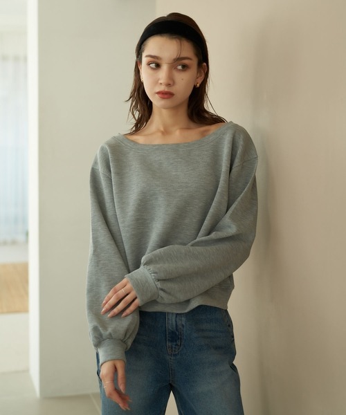 Nu(ニュー)の「【Nu】オフショルスウェット(Tシャツ/カットソー・レディース・ブラック/オフホワイト/ライトグレー・ONE SIZE)」の4枚目の写真