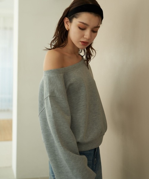 Nu(ニュー)の「【Nu】オフショルスウェット(Tシャツ/カットソー・レディース・ブラック/オフホワイト/ライトグレー・ONE SIZE)」の10枚目の写真