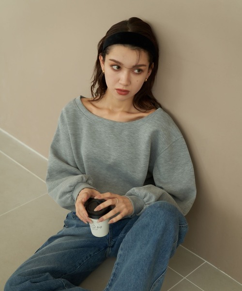 Nu(ニュー)の「【Nu】オフショルスウェット(Tシャツ/カットソー・レディース・ブラック/オフホワイト/ライトグレー・ONE SIZE)」の12枚目の写真