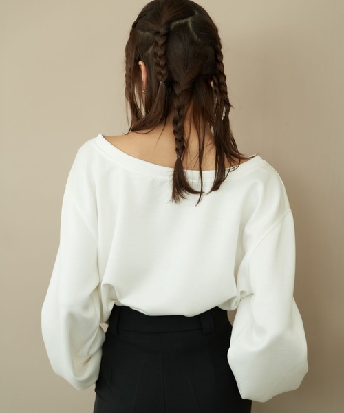 Nu(ニュー)の「【Nu】オフショルスウェット(Tシャツ/カットソー・レディース・ブラック/オフホワイト/ライトグレー・ONE SIZE)」の14枚目の写真