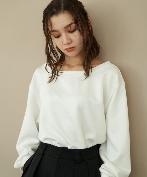 Nu(ニュー)の「【Nu】オフショルスウェット(Tシャツ/カットソー・レディース・ブラック/オフホワイト/ライトグレー・ONE SIZE)」の15枚目の写真