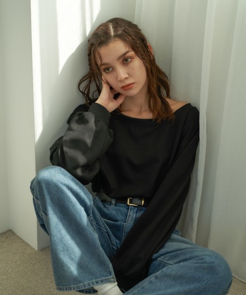 Nu(ニュー)の「【Nu】オフショルスウェット(Tシャツ/カットソー・レディース・ブラック/オフホワイト/ライトグレー・ONE SIZE)」の17枚目の写真