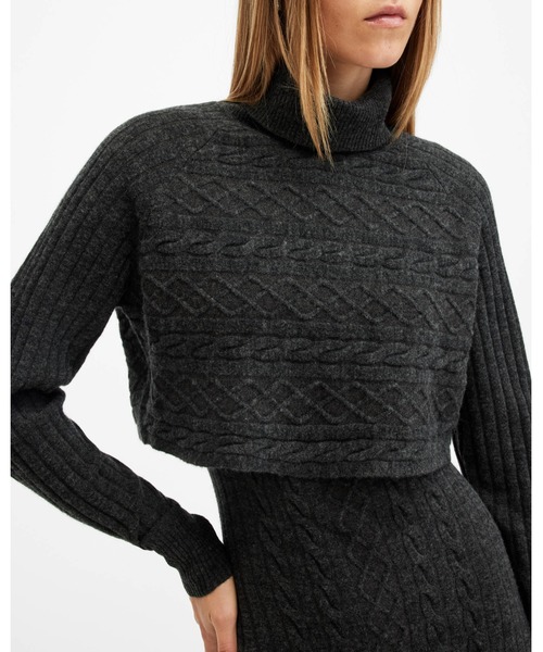 ALLSAINTS(オールセインツ)の「MURIEL 2-IN-1 KNITTED SLIM MIDI DRESS | MURIEL 2-IN-1 ニット スリム ミディ ドレス・ワンピース(ワンピース・レディース・ブラック系その他・M/S/XS/L)」の2枚目の写真