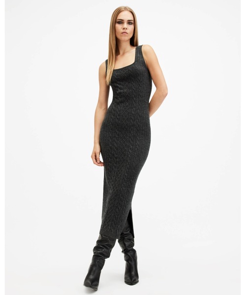 ALLSAINTS(オールセインツ)の「MURIEL 2-IN-1 KNITTED SLIM MIDI DRESS | MURIEL 2-IN-1 ニット スリム ミディ ドレス・ワンピース(ワンピース・レディース・ブラック系その他・M/S/XS/L)」の5枚目の写真