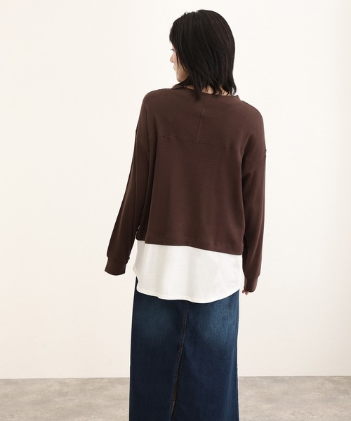 ElegChic(エレグシック)の「ワッフル裾切りデザイントップスロンT(Tシャツ/カットソー・レディース・ブラウン/パープル/チャコール/ブラック/カーキ・M/XL/4L)」の12枚目の写真
