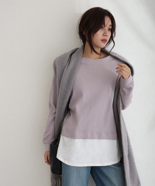 ElegChic(エレグシック)の「ワッフル裾切りデザイントップスロンT(Tシャツ/カットソー・レディース・ブラウン/パープル/チャコール/ブラック/カーキ・M/XL/4L)」の14枚目の写真