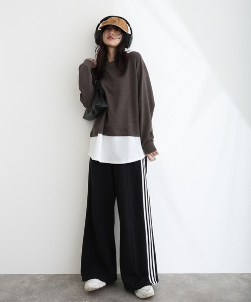 ElegChic(エレグシック)の「ワッフル裾切りデザイントップスロンT(Tシャツ/カットソー・レディース・ブラウン/パープル/チャコール/ブラック/カーキ・M/XL/4L)」の22枚目の写真