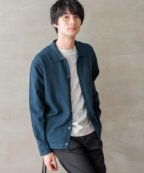 GLOBAL WORK（グローバルワーク）の「メルティポロカーディガン/116385（カーディガン/ボレロ・メンズ・ブルー/アイボリー/ブラック・SMALL/MEDIUM/LARGE/X-LARGE）」の3枚目の写真