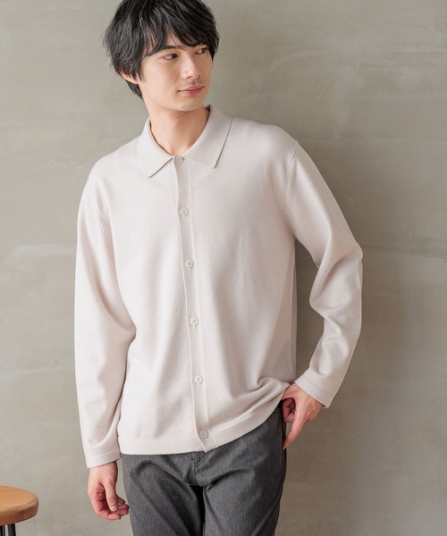 GLOBAL WORK（グローバルワーク）の「メルティポロカーディガン/116385（カーディガン/ボレロ・メンズ・ブルー/アイボリー/ブラック・SMALL/MEDIUM/LARGE/X-LARGE）」の19枚目の写真