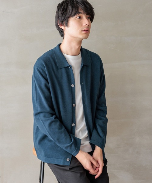 GLOBAL WORK（グローバルワーク）の「メルティポロカーディガン/116385（カーディガン/ボレロ・メンズ・ブルー/アイボリー/ブラック・SMALL/MEDIUM/LARGE/X-LARGE）」の22枚目の写真