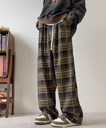メンズのパンツ（イエロー/黄色系・チェック柄）ファッション