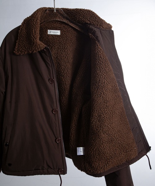 ZIP FIVE -White Line-(ジップファイブホワイトライン)の「【White Line】 パディング ボア ショート ジャケット / ボアブルゾン(ブルゾン・メンズ・カーキ/ブラック/ブラウン・MEDIUM/LARGE/X-LARGE)」の4枚目の写真