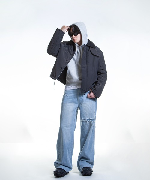 ZIP FIVE -White Line-(ジップファイブホワイトライン)の「【White Line】 パディング ボア ショート ジャケット / ボアブルゾン(ブルゾン・メンズ・カーキ/ブラック/ブラウン・MEDIUM/LARGE/X-LARGE)」の17枚目の写真