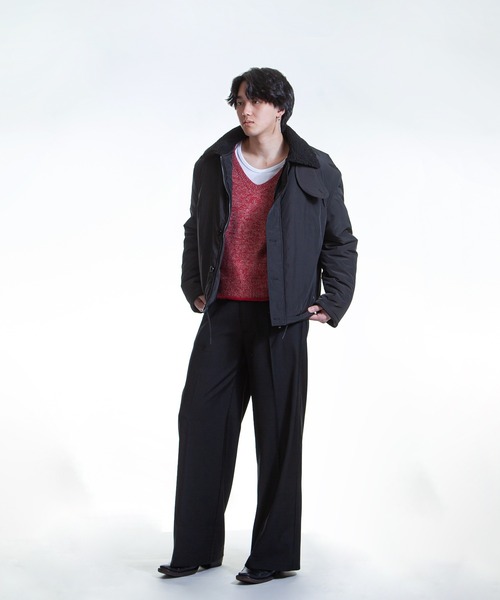 ZIP FIVE -White Line-(ジップファイブホワイトライン)の「【White Line】 パディング ボア ショート ジャケット / ボアブルゾン(ブルゾン・メンズ・カーキ/ブラック/ブラウン・MEDIUM/LARGE/X-LARGE)」の22枚目の写真