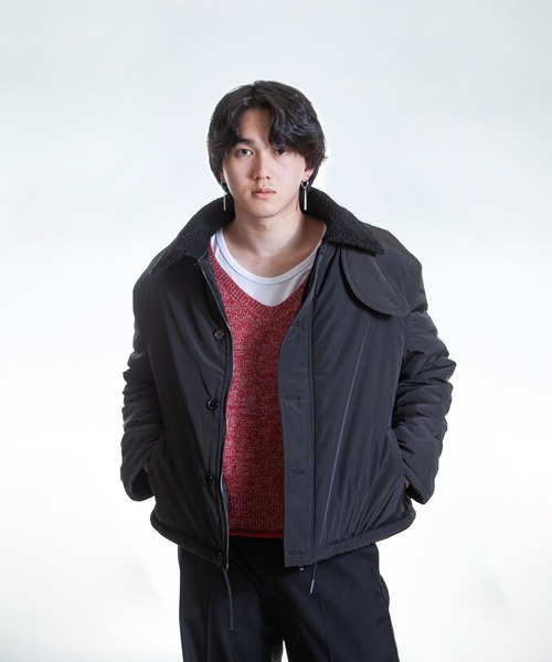 ZIP FIVE -White Line-(ジップファイブホワイトライン)の「【White Line】 パディング ボア ショート ジャケット / ボアブルゾン(ブルゾン・メンズ・カーキ/ブラック/ブラウン・MEDIUM/LARGE/X-LARGE)」の21枚目の写真