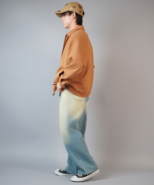 SPINNS(スピンズ)の「ウォッシュグラデーションワイドデニムパンツ/ユニセックス(デニムパンツ・メンズ・ブルー系その他/ブラック×ベージュ/サックスブルー系・L/M)」の17枚目の写真